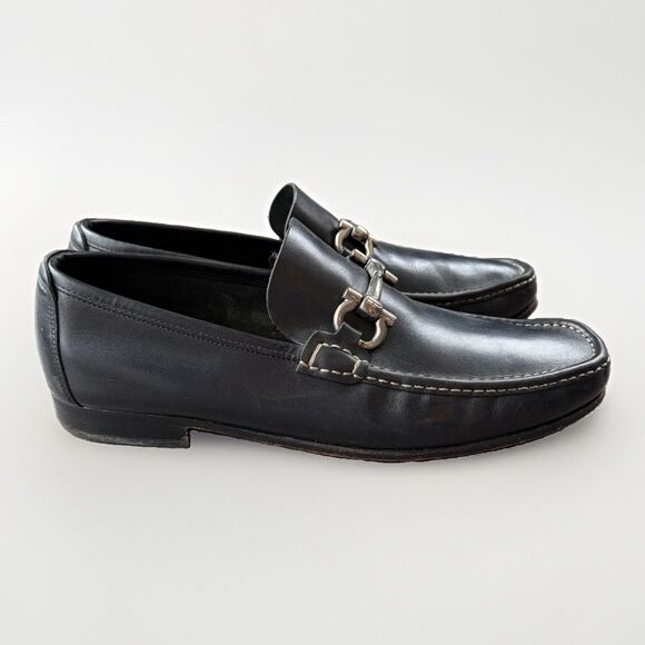 Salvatore Ferragamo Men Black Leather Horse Bit Loafers Dress Shoes Size 9.5 main image 7